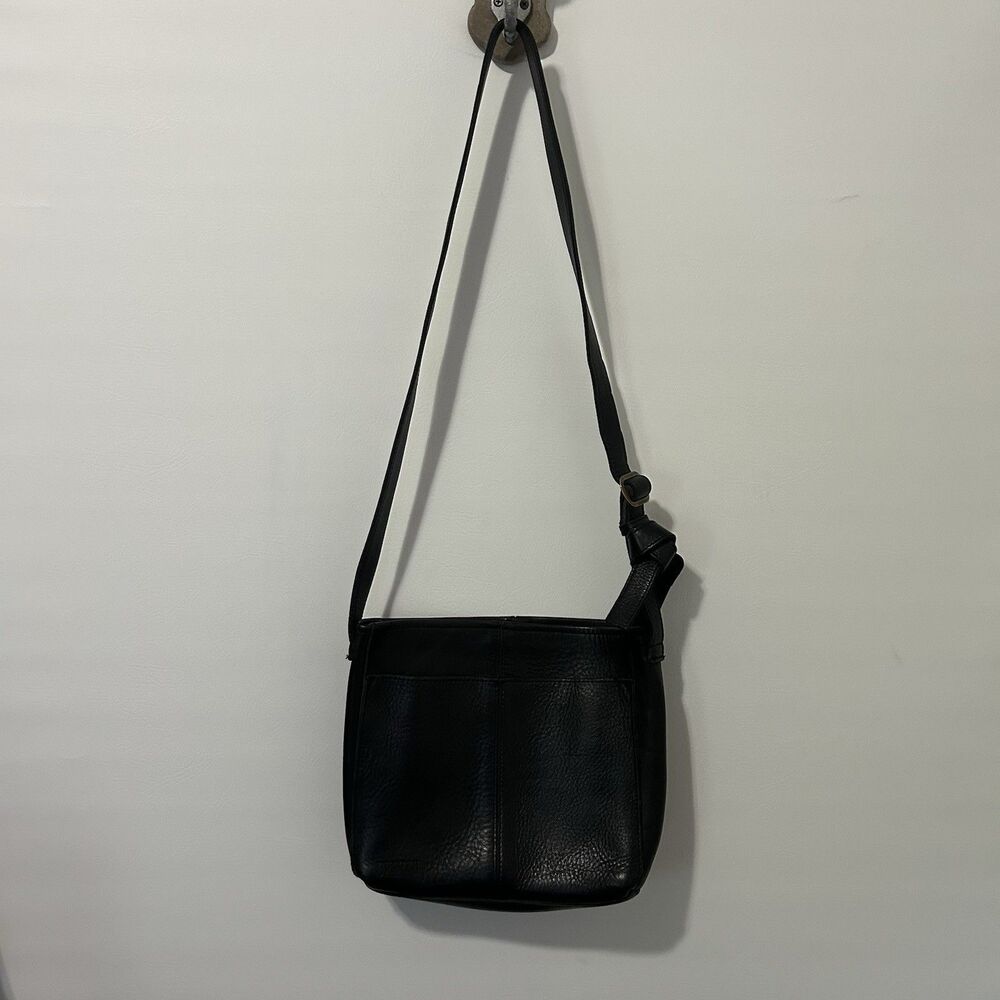 Duluth Trading Co. Bag Crossbody Purse Black Pebbled Leather Minimalist Classic - Picture 2 of 11